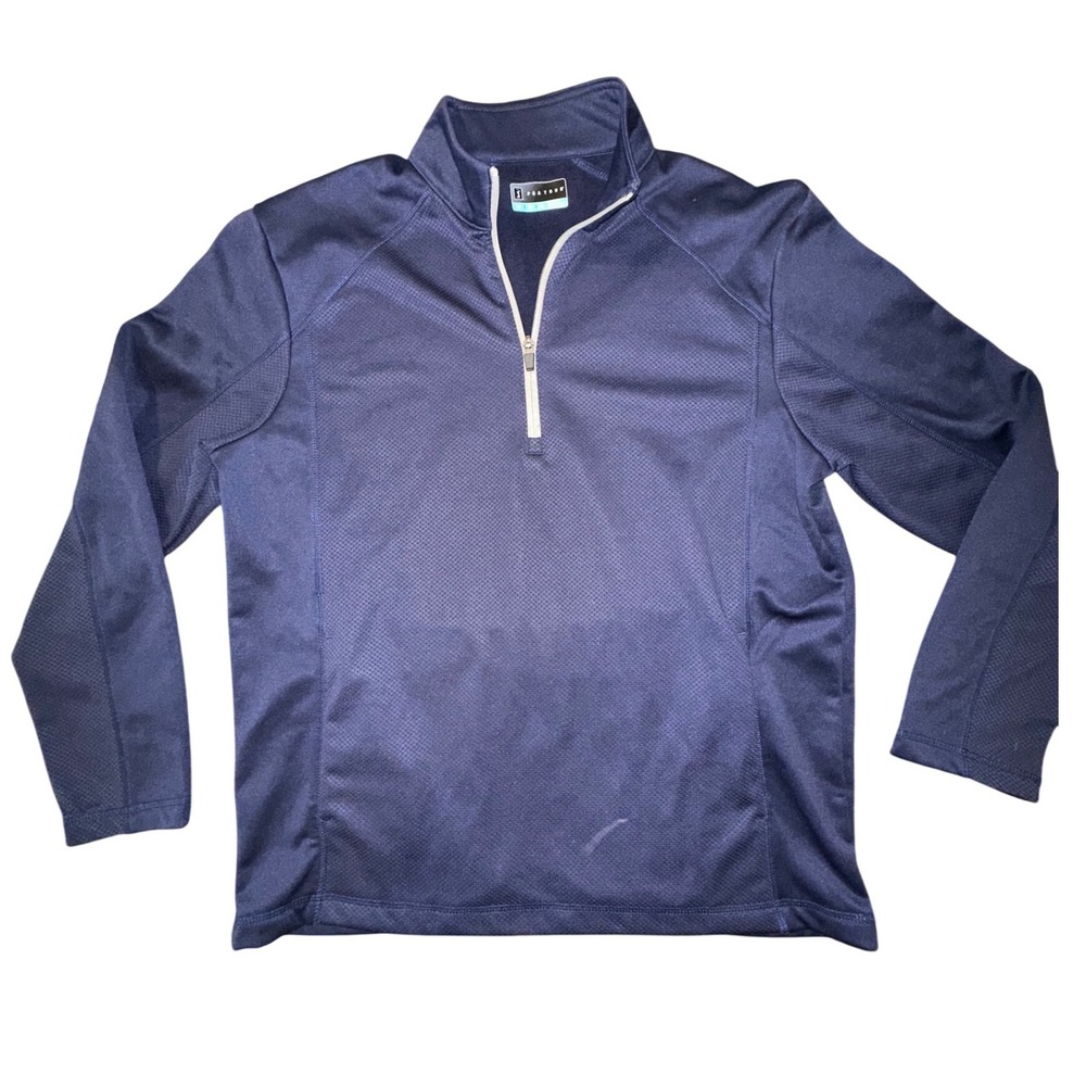 PGA Tour Mens Quarter Zip Golf Pullover Navy Blue Fleece Lined Size Medium